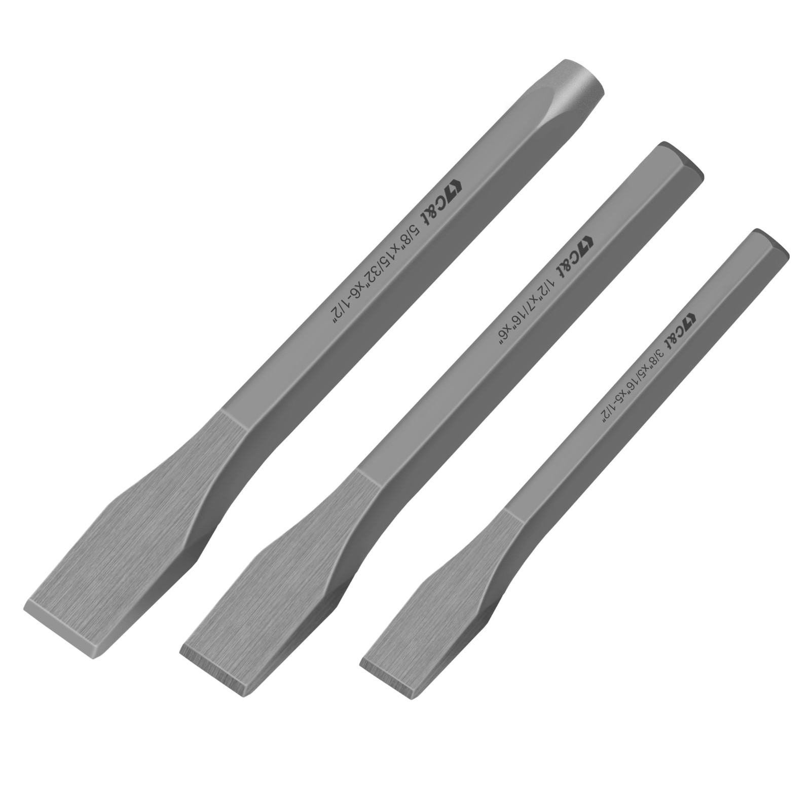 HeavyDuty Cold Chisels Set 3/8 1/2 5/8 Inch Chrome Vanadium Steel for Metalwork gallery