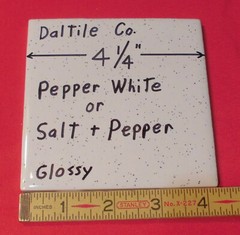 1 pc. Pepper White: Glossy Ceramic Tile: by Daltile 4-1/4″ Salt & Pepper, NEW