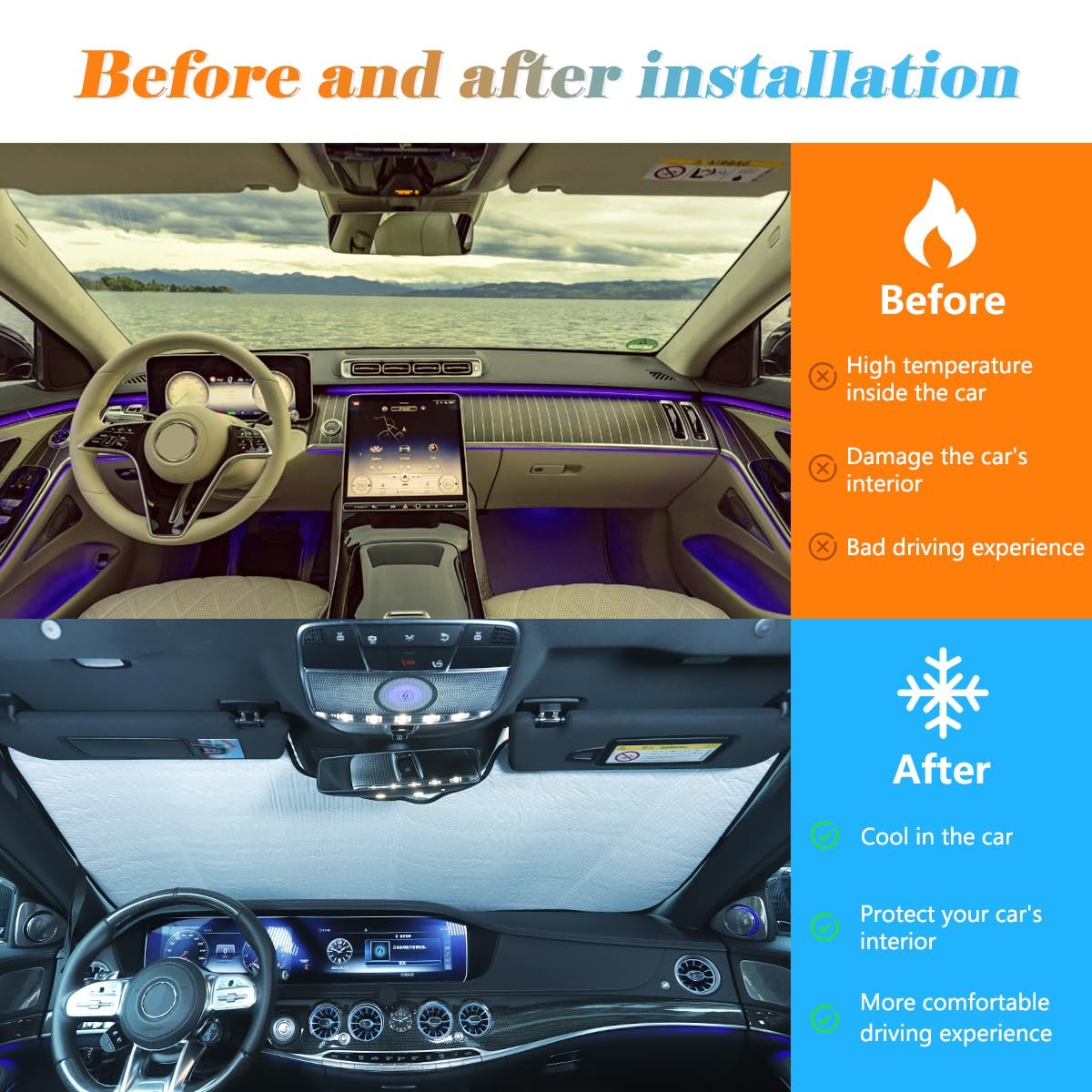 Car Windshield Sunshade Custom Fit for Mercedes Benz S Class 2008-2020 Foldable gallery
