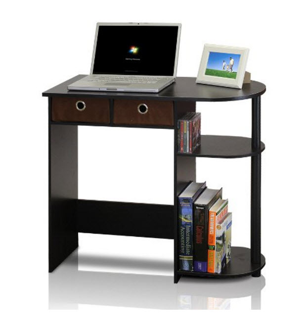 Computer Desk for Small Spaces Office Home Table Wood Workstation Espresso Brown gallery