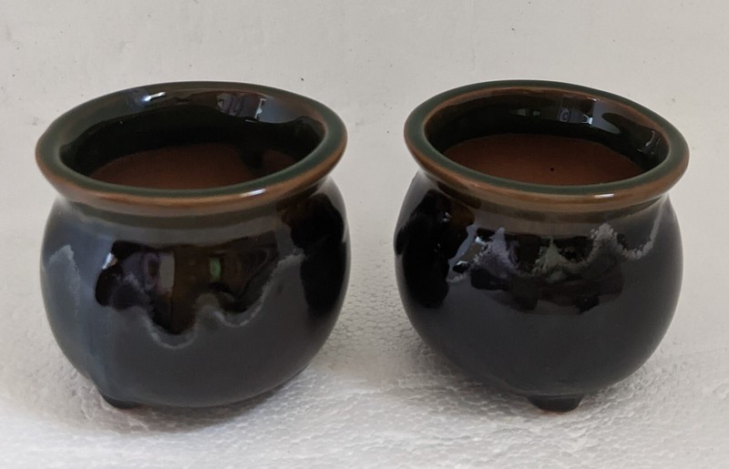6 Mini Ceramic Planters w/ Drainage Hole Decorative Brown Seedling Succulent Pot gallery