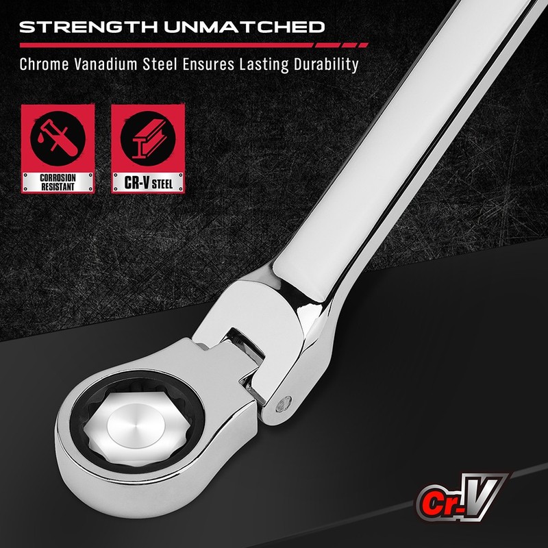 6Pcs Extra Long Ratcheting Wrenches Spanner Set Double Box End Flex-Head Metric gallery