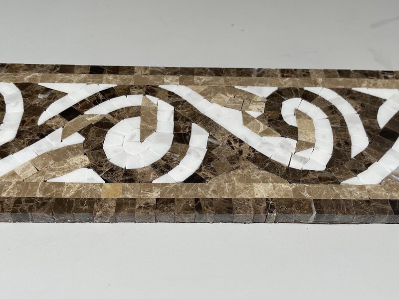 B0082P Marble Mosaic Border Listello Tile Garden Emperador 4.7x15.7 Polished gallery