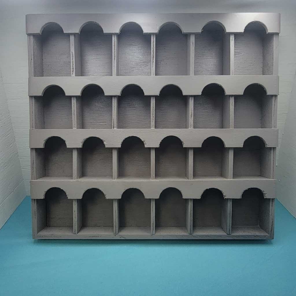 24 Cubby Shelf Display Holder Arched Style Wood Wall Mount Organizer gallery