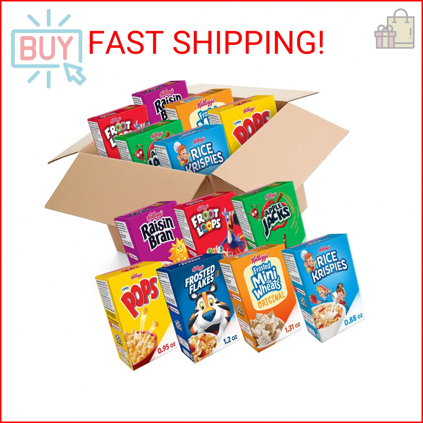 Kellogg's Cold Breakfast Cereal, Bulk Pantry Staples, Kid Snacks, Variety Pack ( gallery