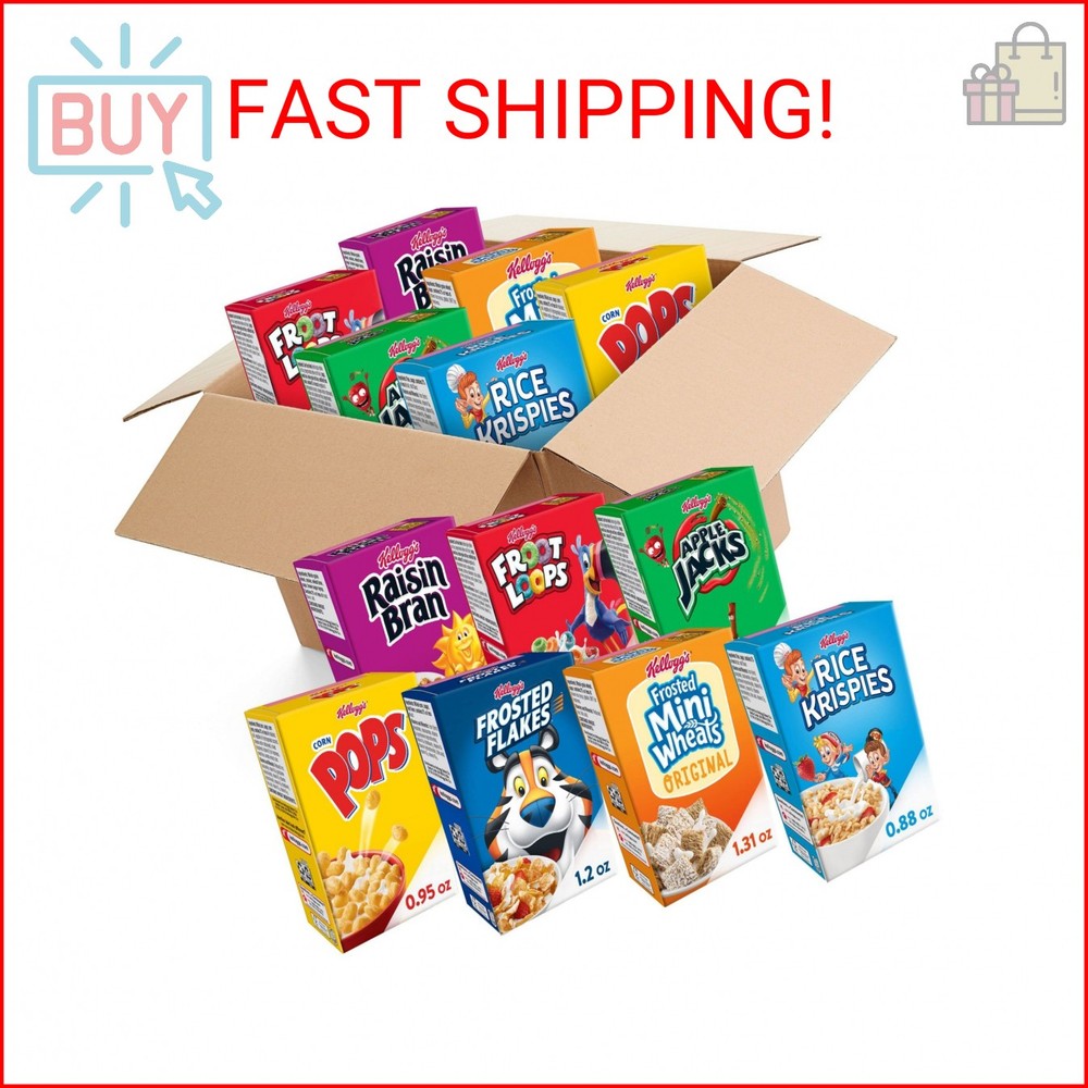 Kellogg's Cold Breakfast Cereal, Bulk Pantry Staples, Kid Snacks, Variety Pack (