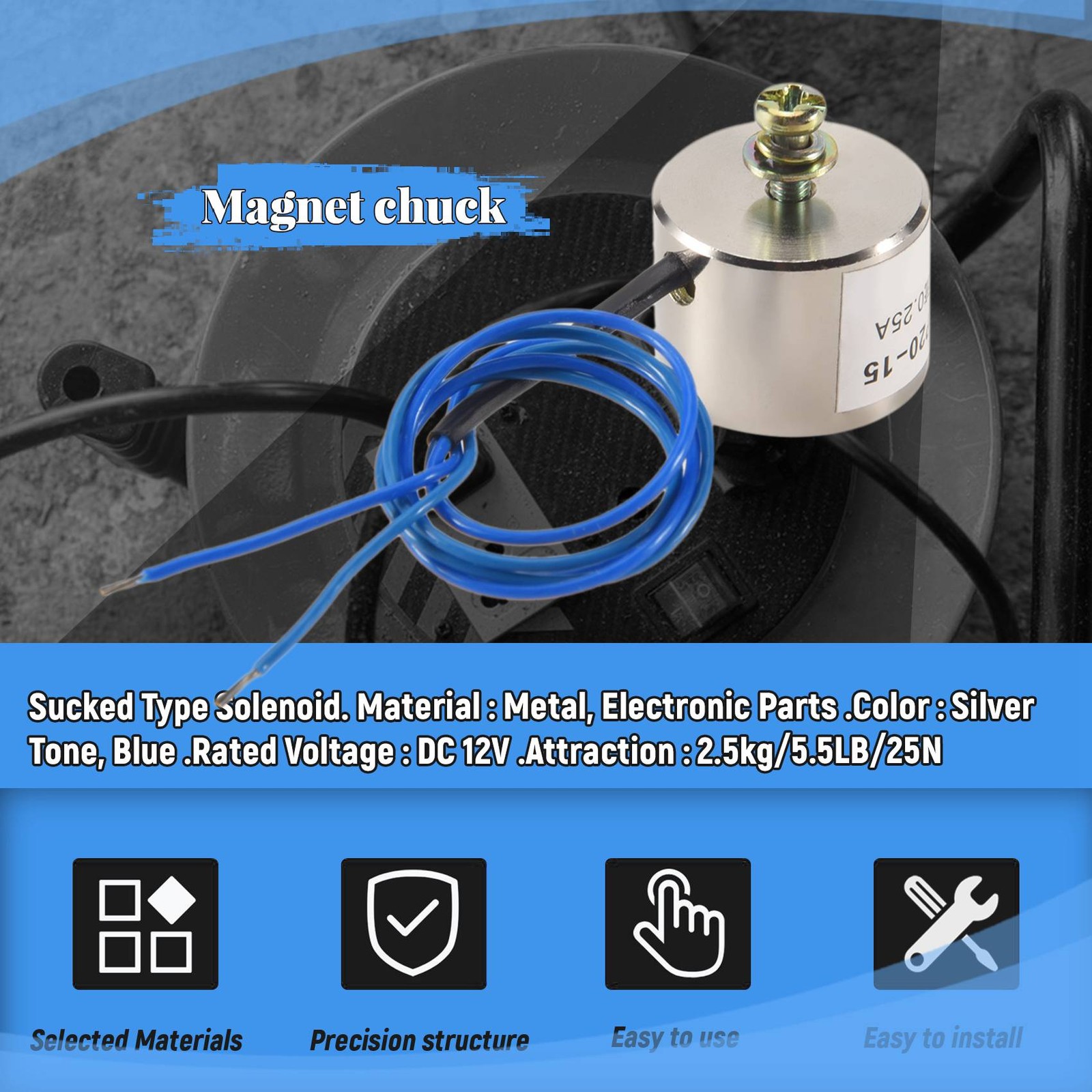 Sucked Electric Lifting Magnet Electromagnet 12VDC 2.5Kg 5.5LB 20x15mm X7Y47022 gallery