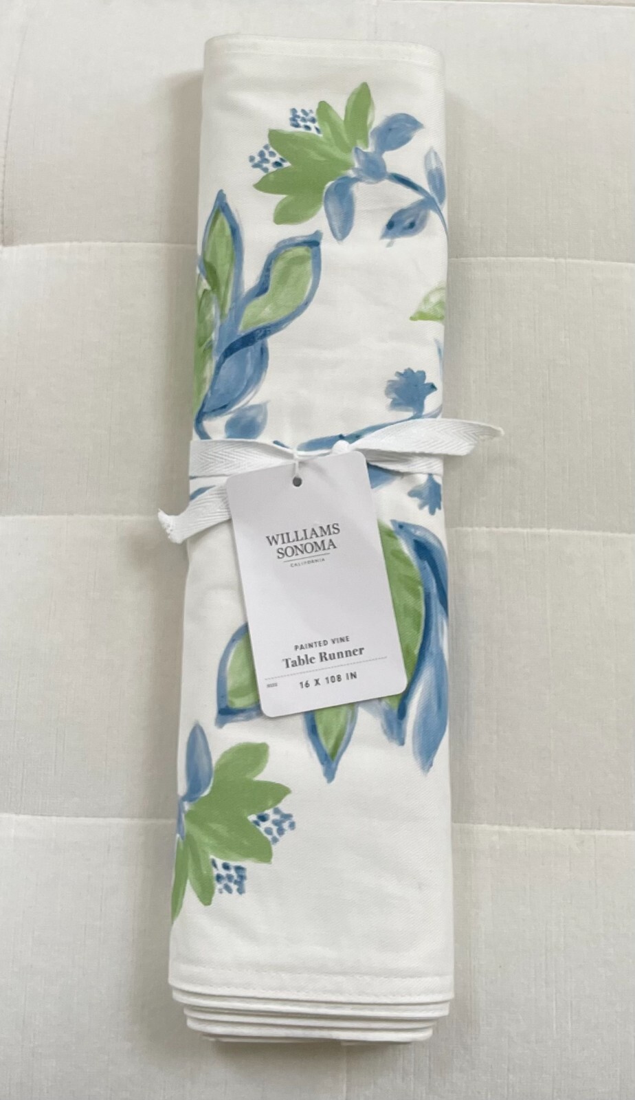 Williams Sonoma PAINTED VINE Table Runner 16” x 108” NWT gallery