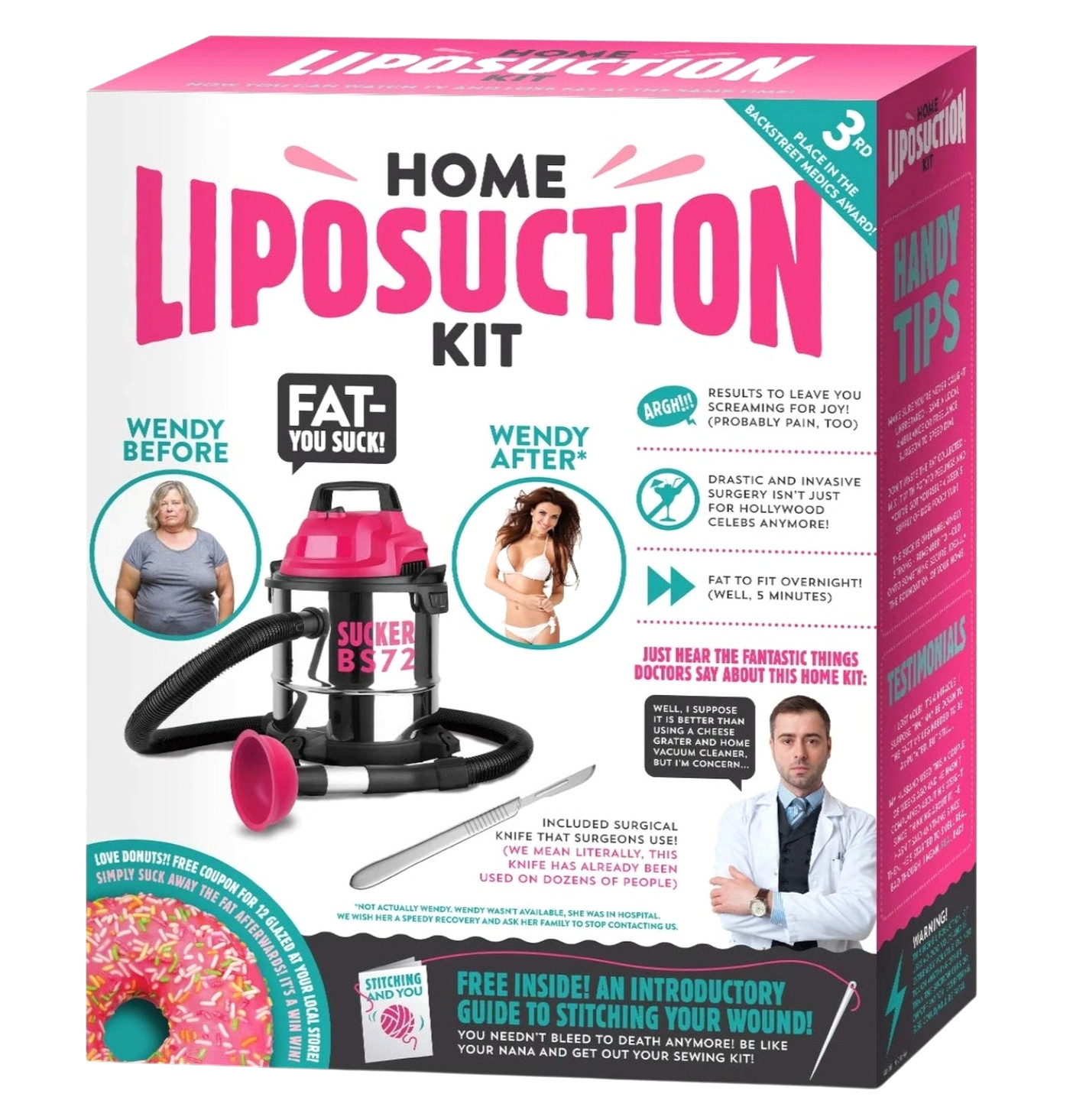 Joke (Prank) Fake Gift Box - The Home Liposuction Kit (11" x 3" x 9" Assembled) gallery