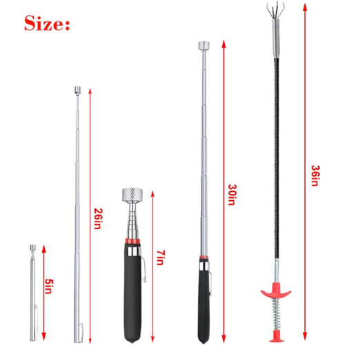 4 Pack Telescoping Magnetic Pickup Tools Flexible Grabber Claw & Magnet Set gallery