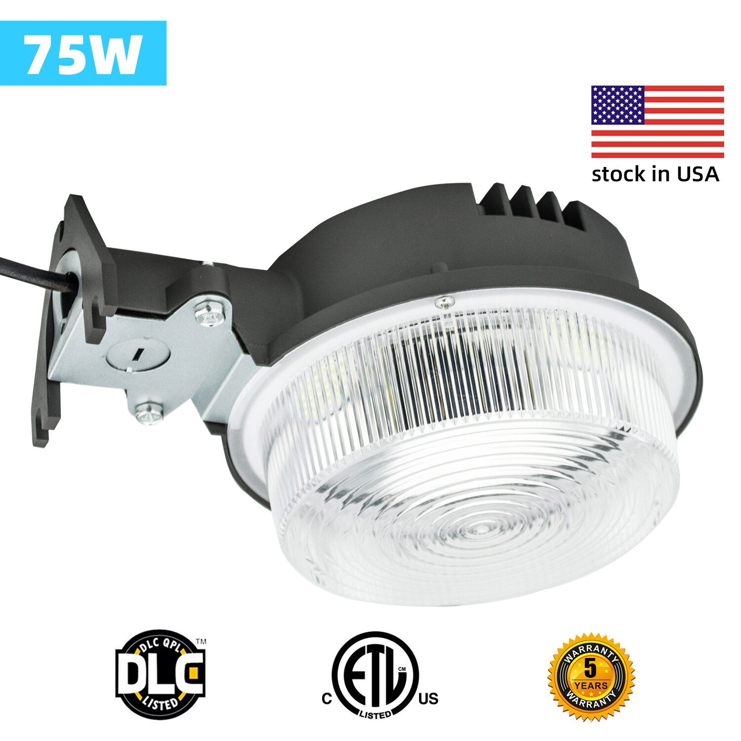 Outdoor Security 75W 8400LM LED Yard Light Dusk to Dawn Photocell Area Lighting gallery