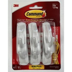 Command Wall Hooks Damage Free 6 Hooks Holds 3 Lbs Medium White 17001-6ES