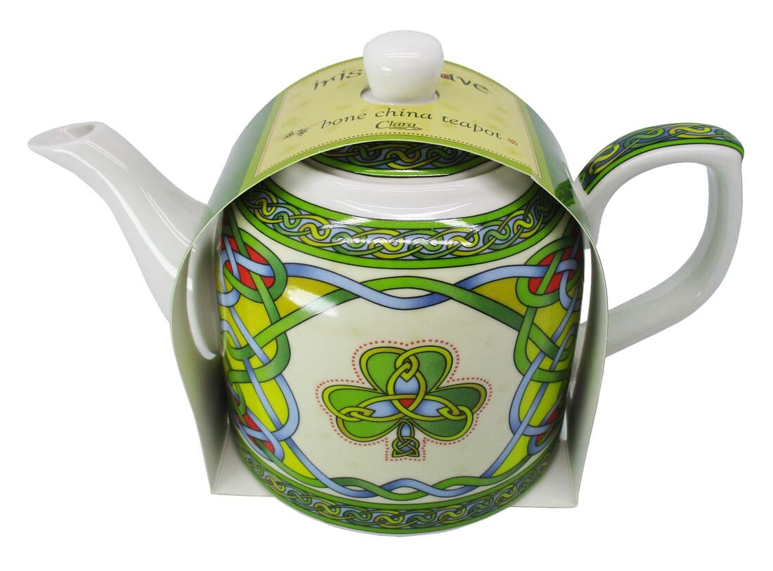 Celtic Shamrock Bone China Teapot Colorful Celtic Knot Design Irish Luck 22fl oz gallery