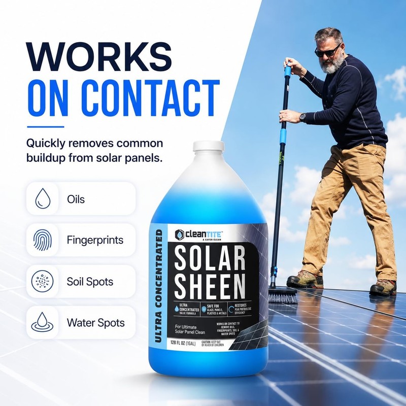 CLEANTITE Solar Panel Cleaner 1 Gallon (Makes 512 G) - 128 Fl Oz (Pack of 1) gallery