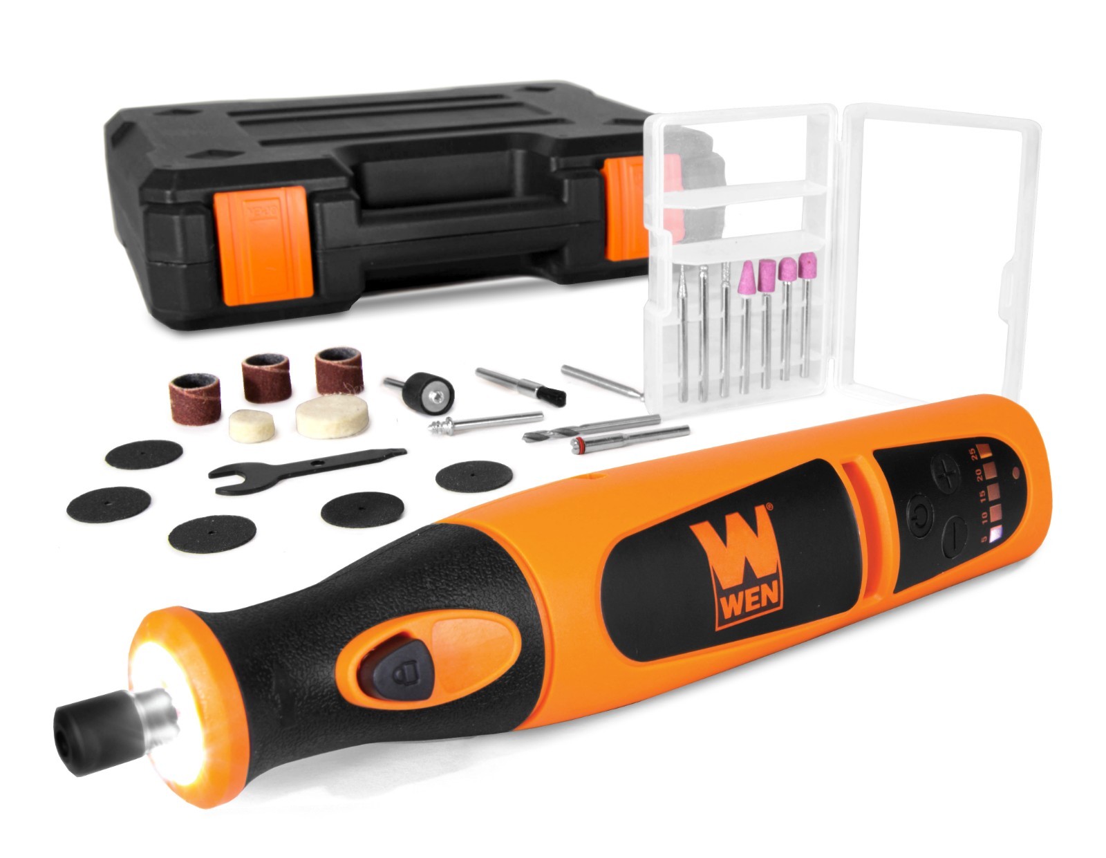 WEN 23072 Variable Speed Li-Ion Cordless Rotary Tool Kit with 24-Piece Accessory gallery