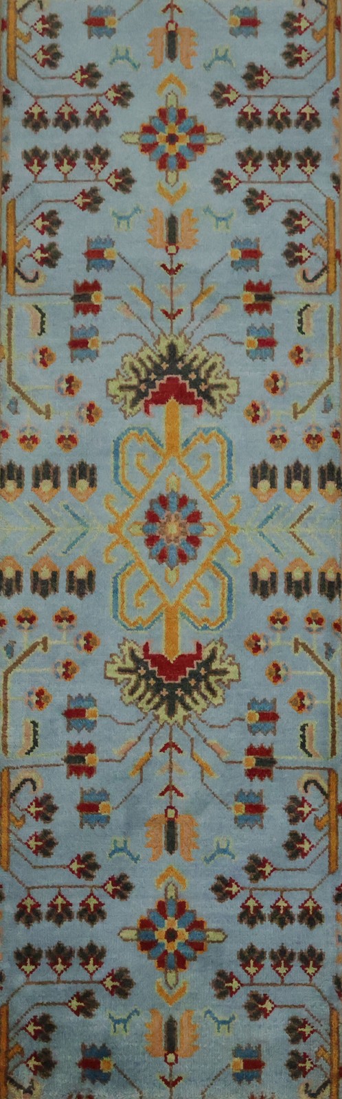 Elegant 8ft Traditional Blue Runner Rug with Vibrant Patterns gallery