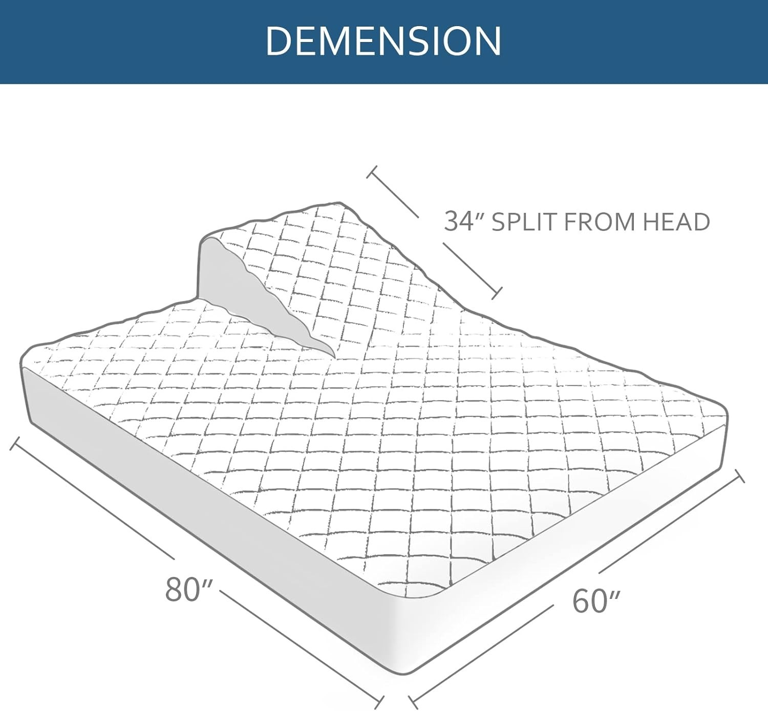 Waterproof Split Top Queen Mattress Pad Protector for Adjustable Bed (34" Split) gallery