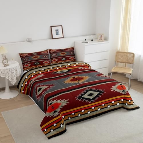 Boho Comforter Set Size Southwest Native American Design Queen Brown Chili gallery