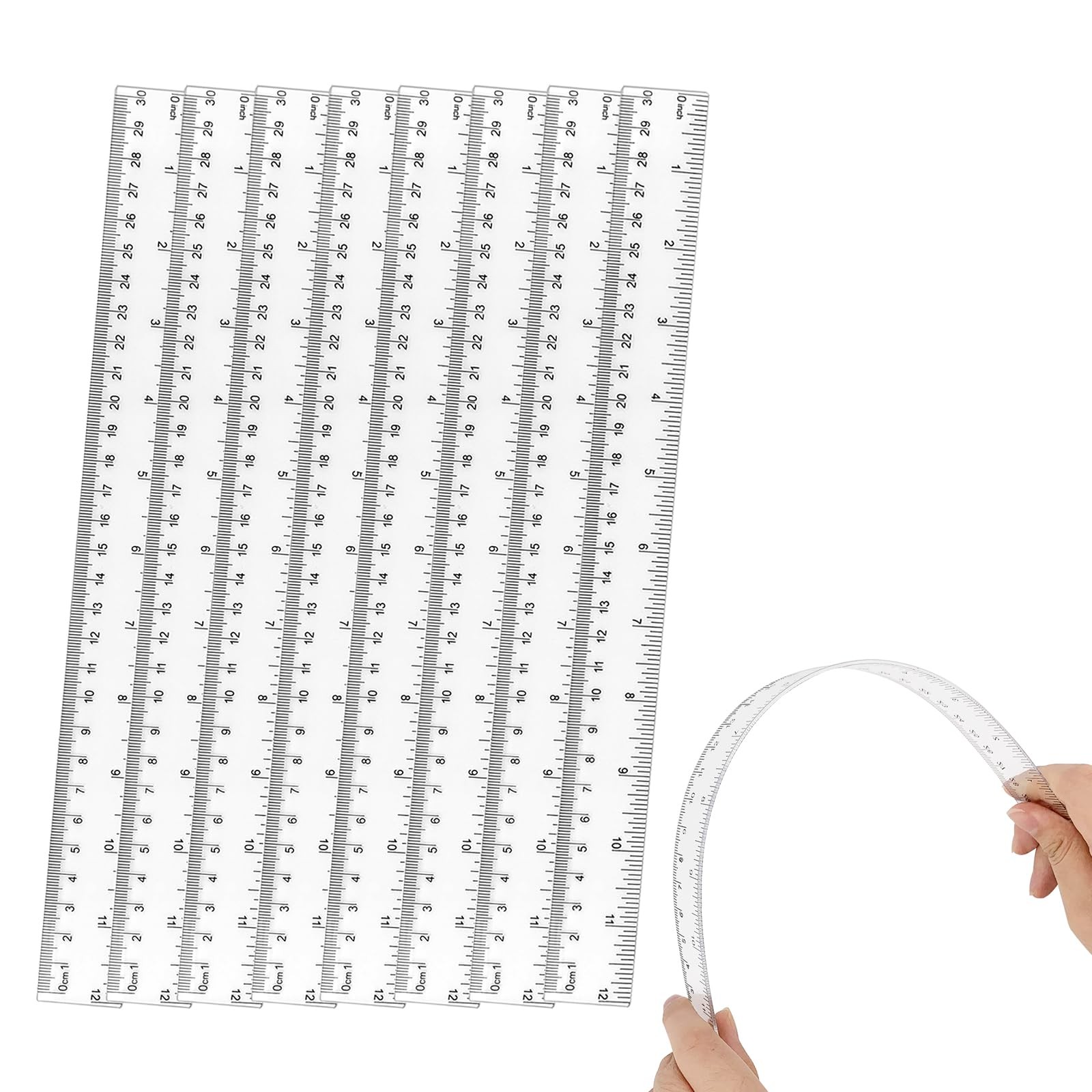 8 Pack 12 Inch Clear Acrylic Ruler Flexible Straight Measuring Tool for School gallery