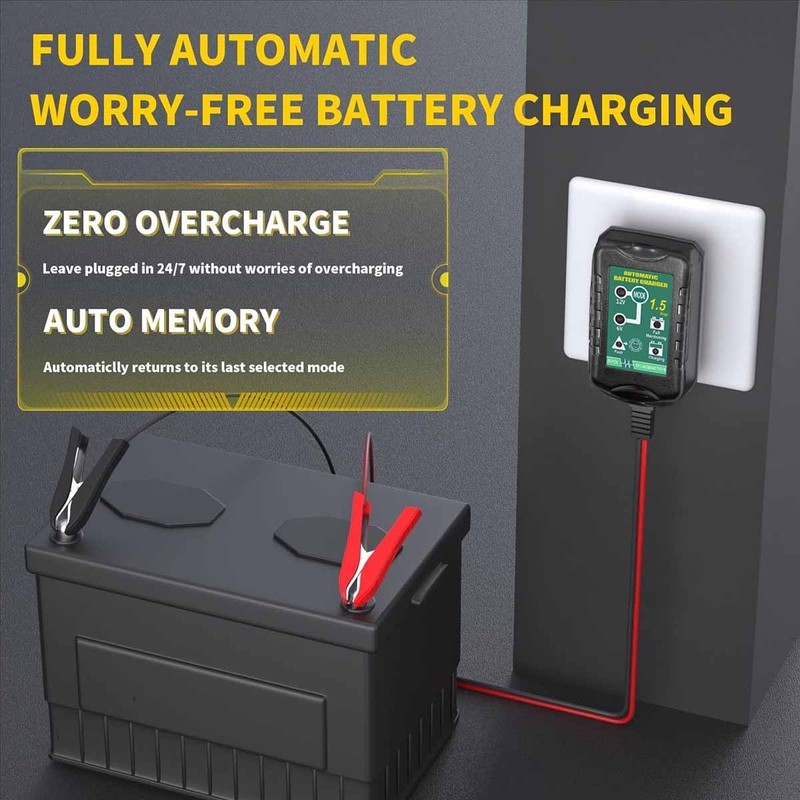 12V 1.5A Automatic Smart Battery Charger for all types Lead Acid Batteries gallery