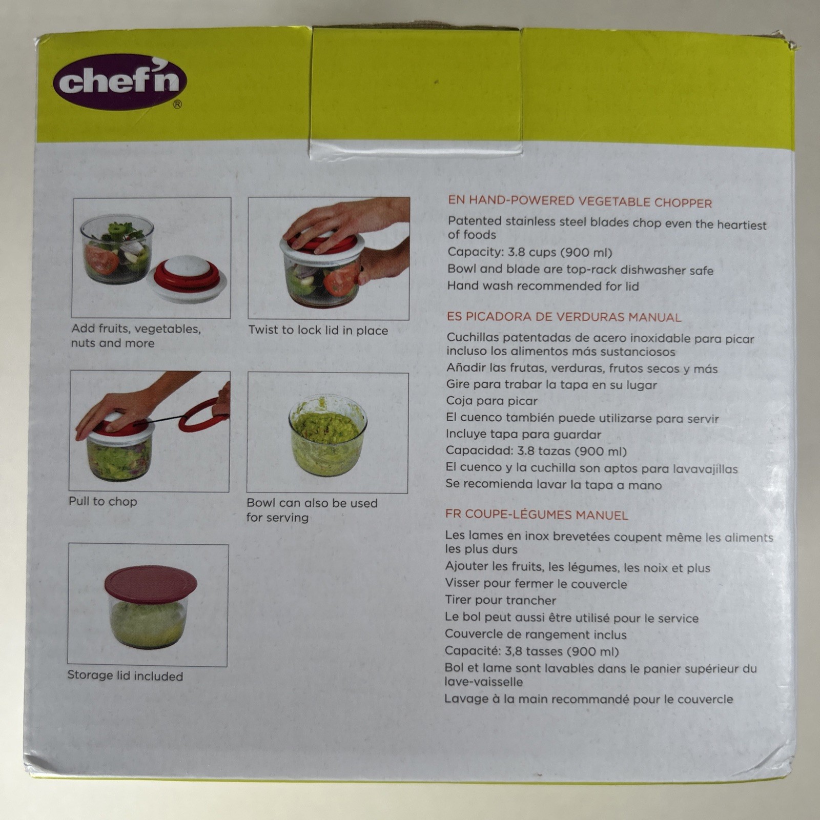 Chef’n Veggichop Hand-Powered Vegetable Chopper - 3.8 Cup Red Includes Lid *NIOB gallery