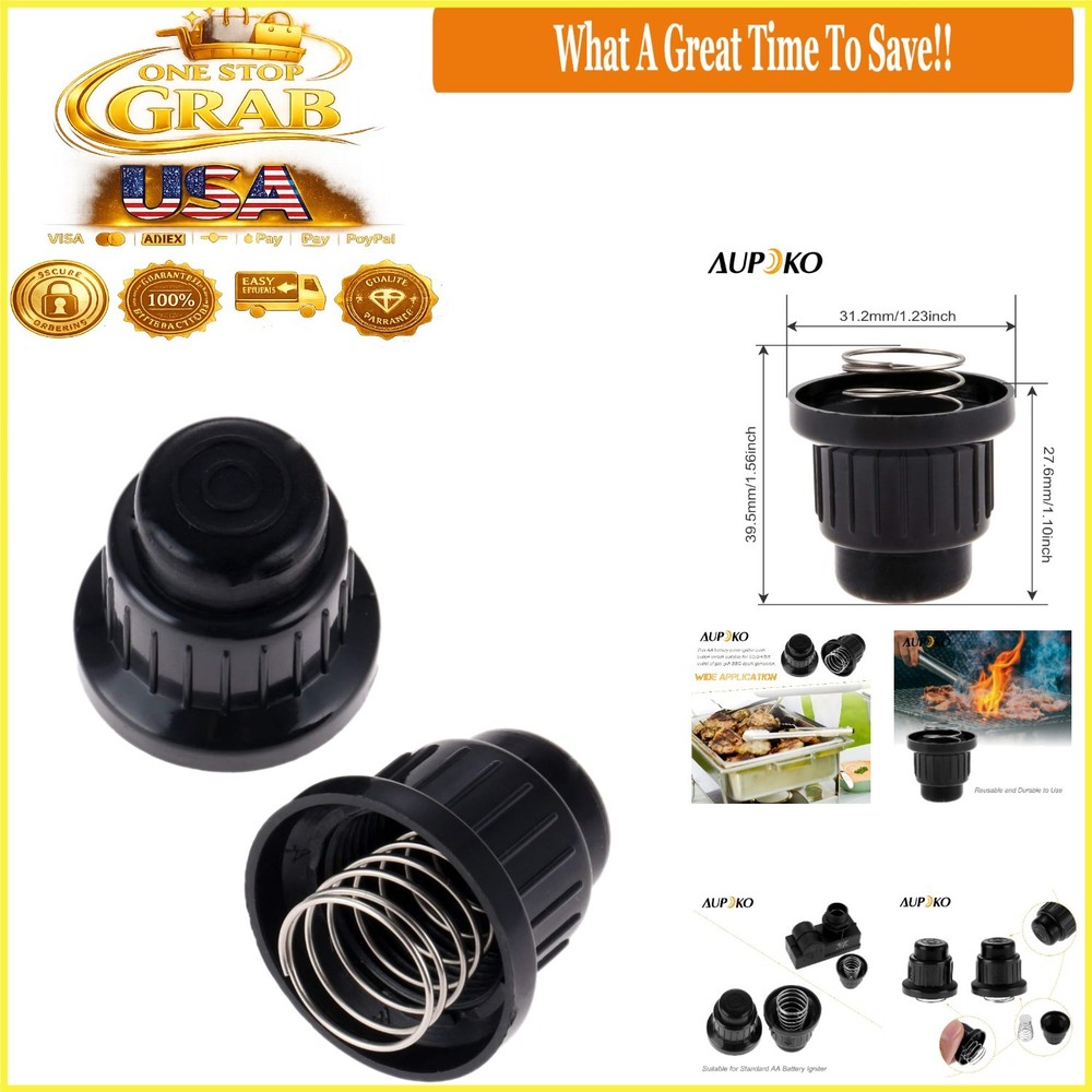 2-Pack AA Battery Push Button Igniter Caps for Gas Grill Spark Generator