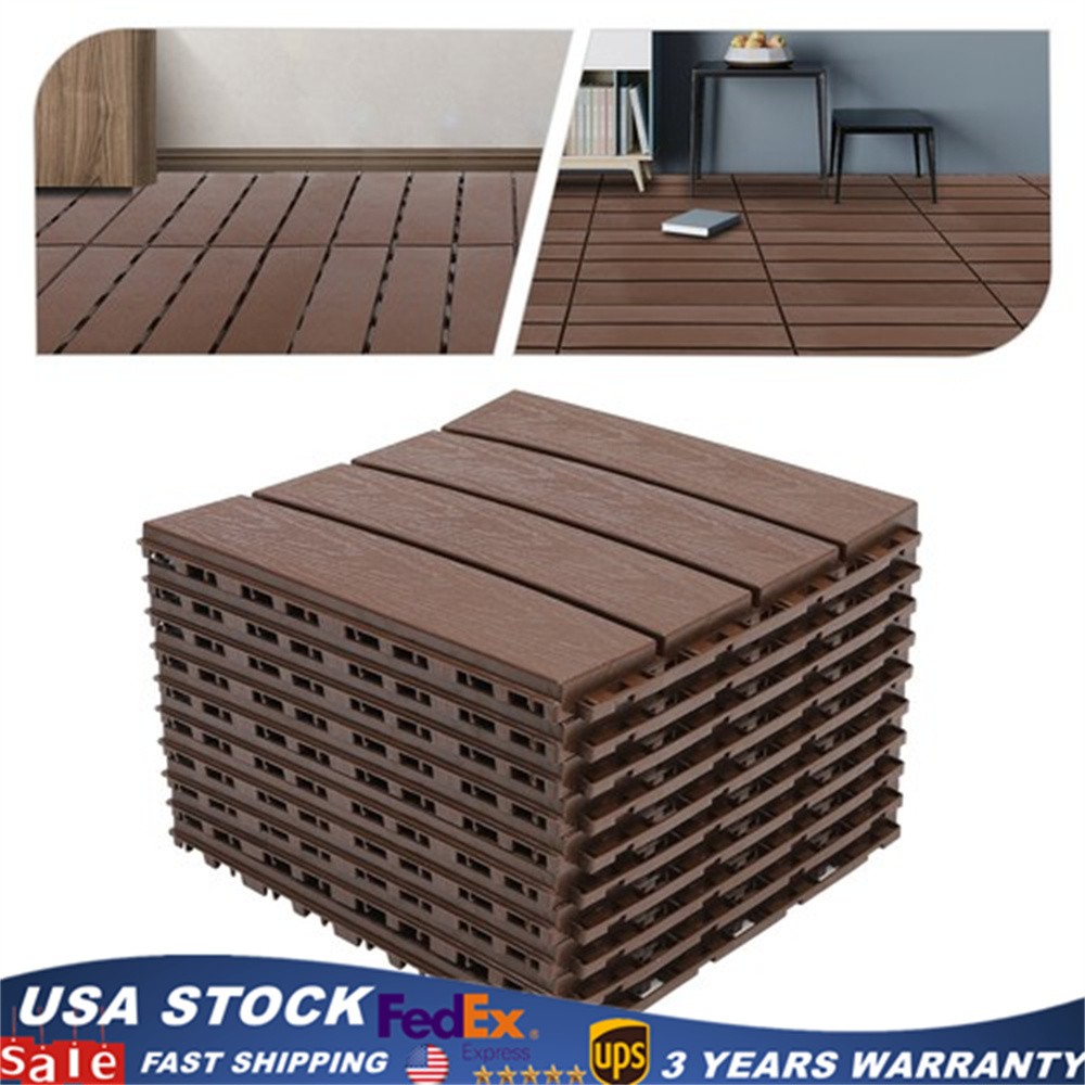 12"x12" Plastic Interlocking Composite Decking Floor Deck Tiles Bacony Pavers