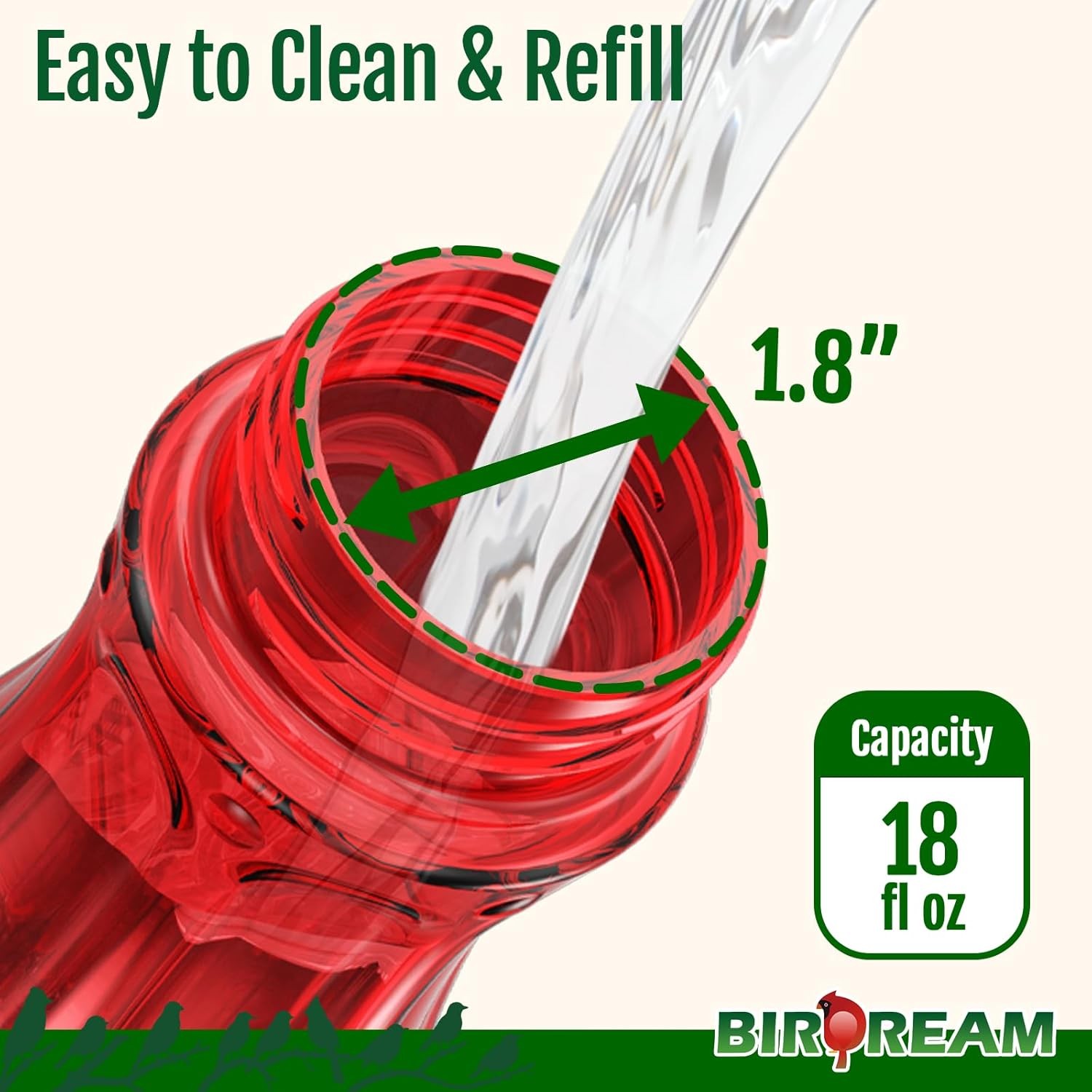 Birdream Glass Hummingbird Feeder for Outdoors, 18oz Hanging Hummingbird Feeder gallery