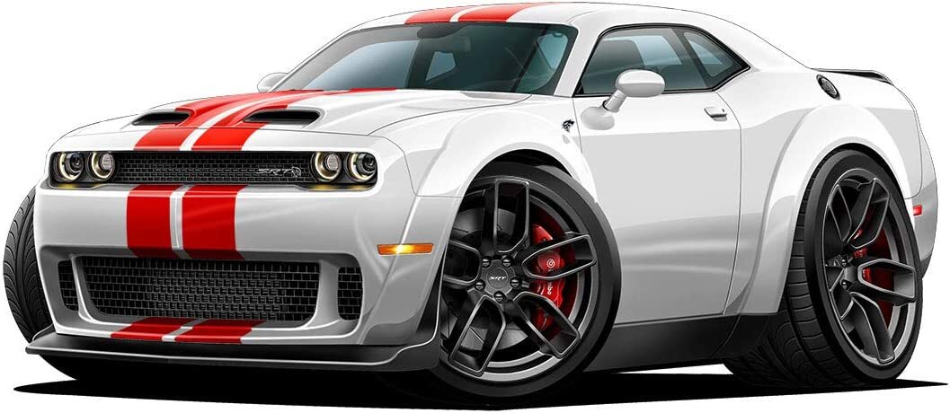 Cartoon Cars Wall Decal Compatible with Dodge Challenger Wide Body with Stripes gallery
