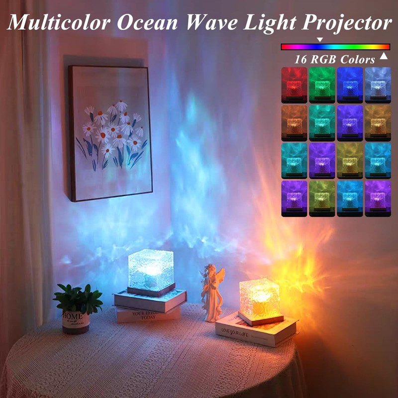 2Pack Aurora Ocean Wave Lights Projector, Cordless Rechargeable 16 Colors 4 M... gallery