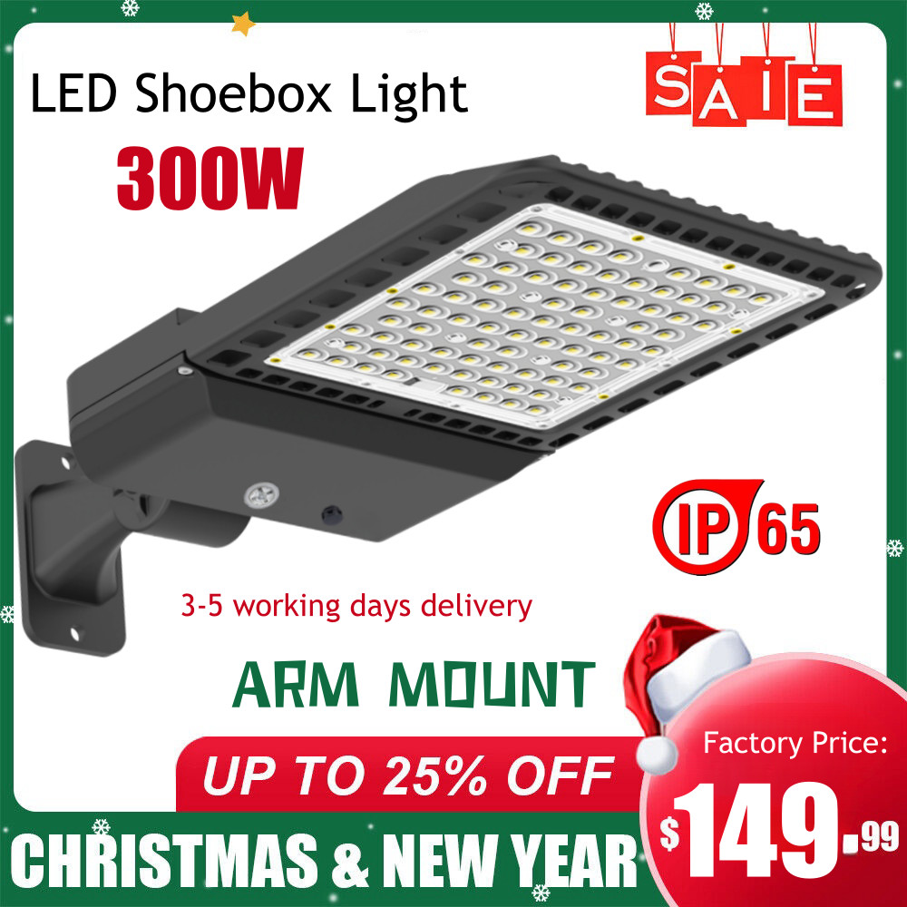 LED Shoebox Pole Light 300W Commercial Street Parking Lot Outdoor Dusk to Dawn gallery