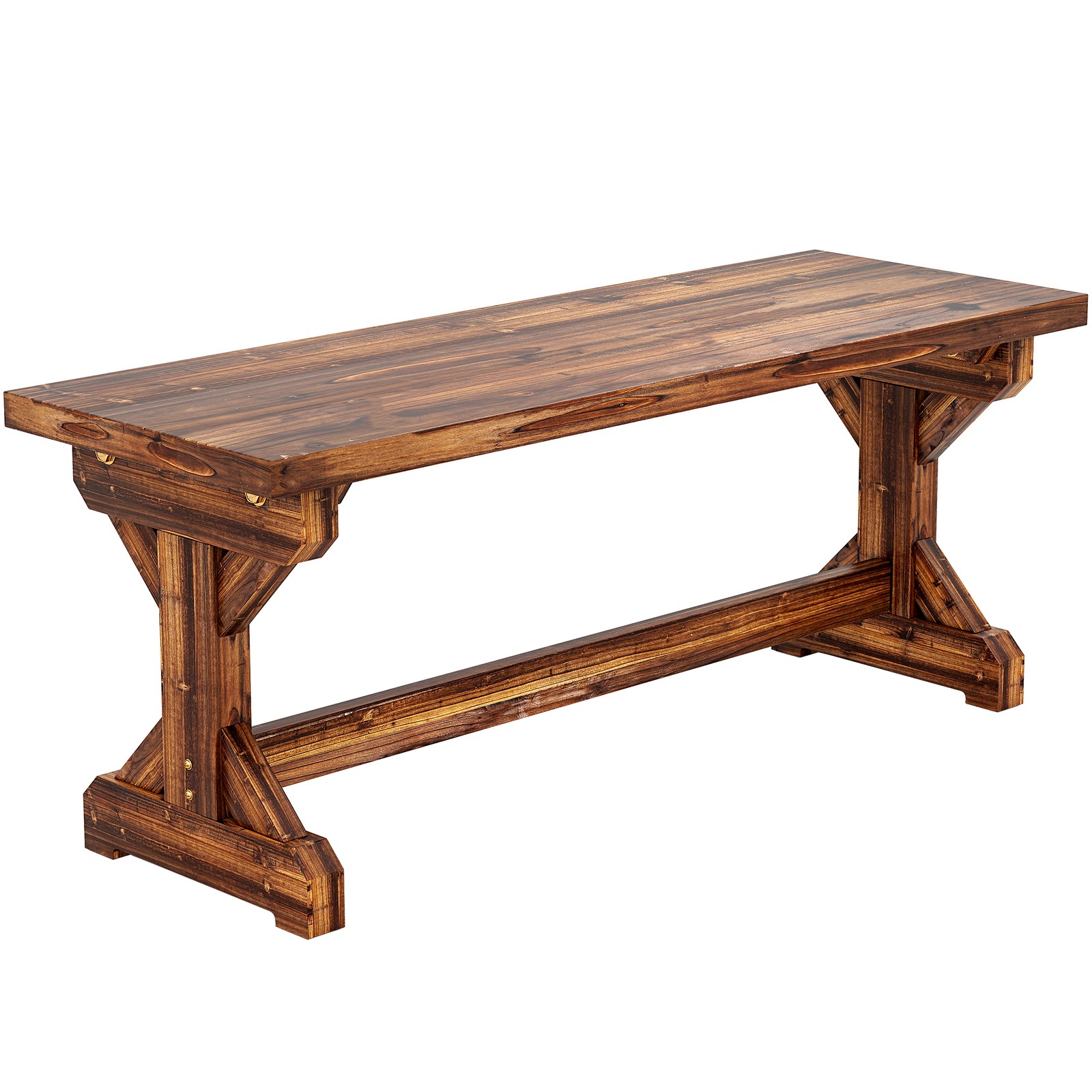 Outsunny Outdoor Wooden Bench, Rustic Garden Bench Loveseat, Carbonized gallery