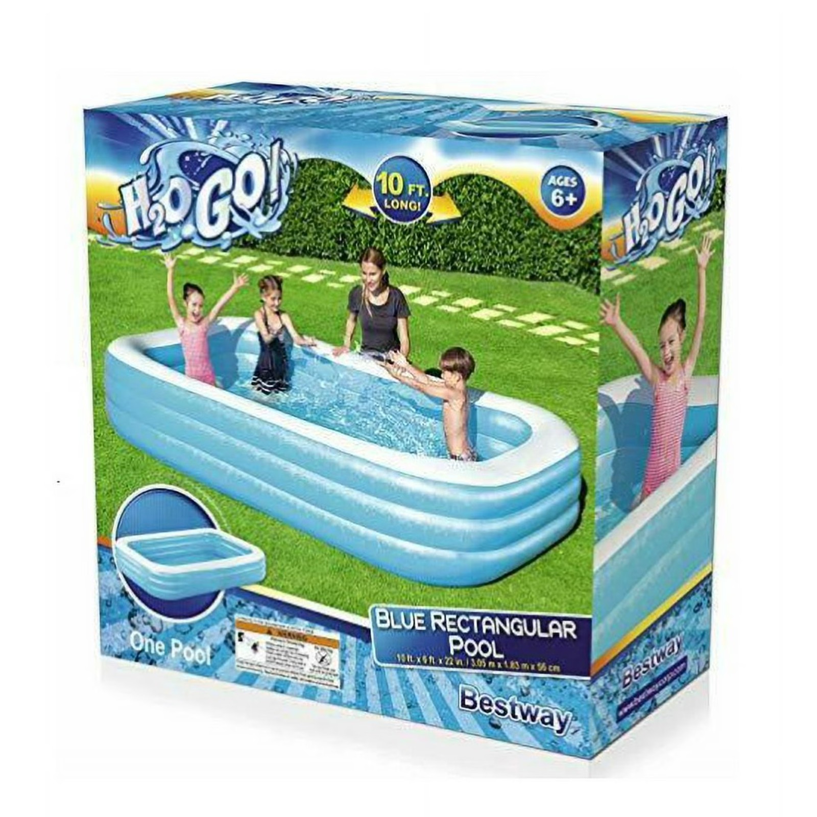 H2OGO! Blue Inflatable Rectangular Family Pool - 10' x 6' x 22" gallery