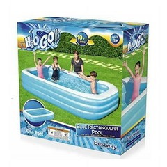 H2OGO! Blue Inflatable Rectangular Family Pool – 10′ x 6′ x 22″