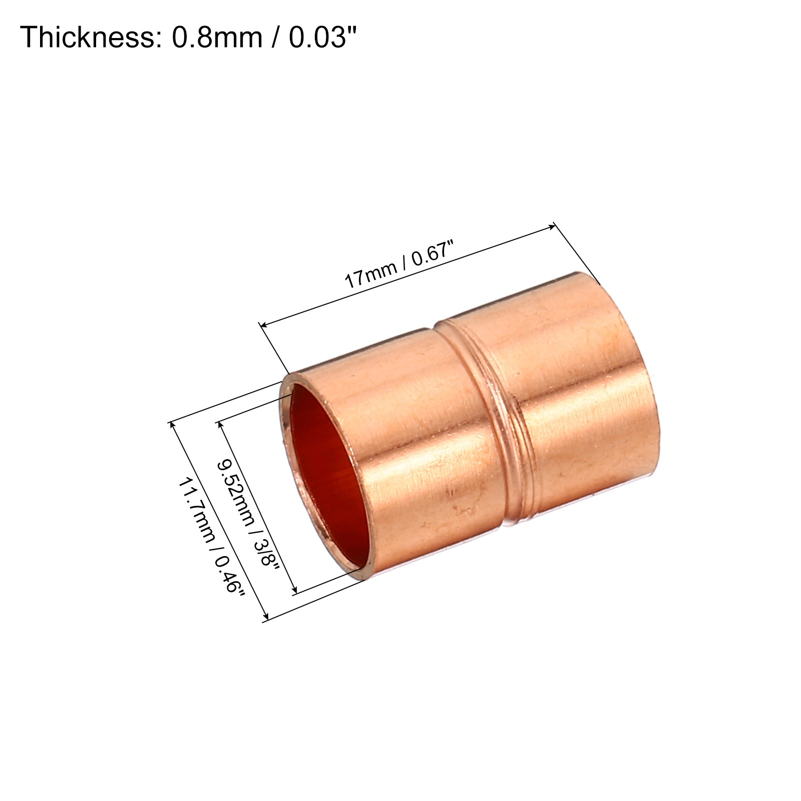 10pcs 3/8" Straight Copper Coupling Sweat End Welding Joint Pipe Fitting gallery