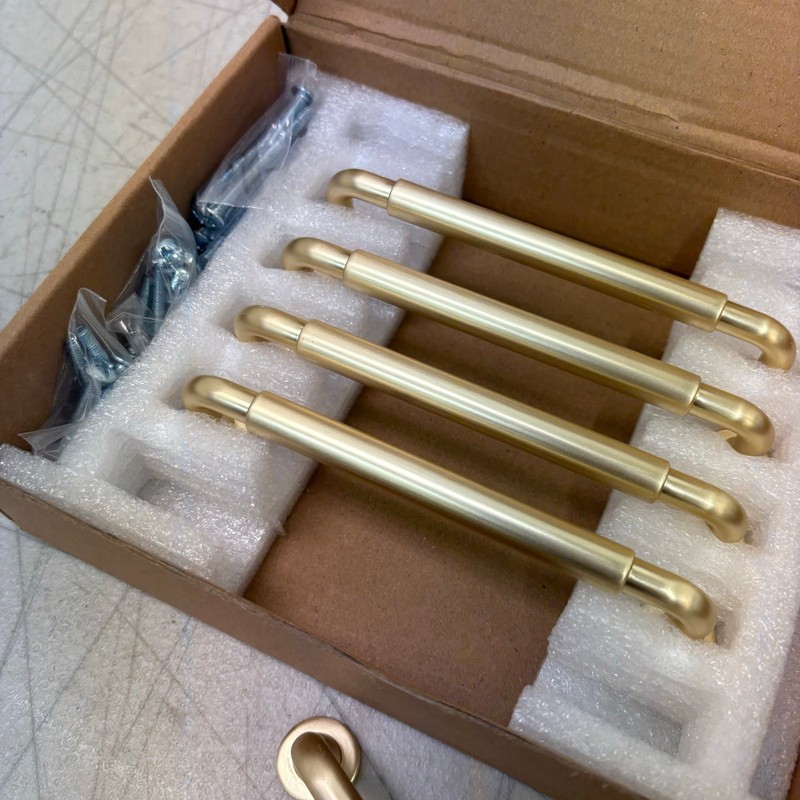 6-Pack Light Brushed Brass Cylindrical Handle 5-1/16-in, 128mm Center to Center gallery