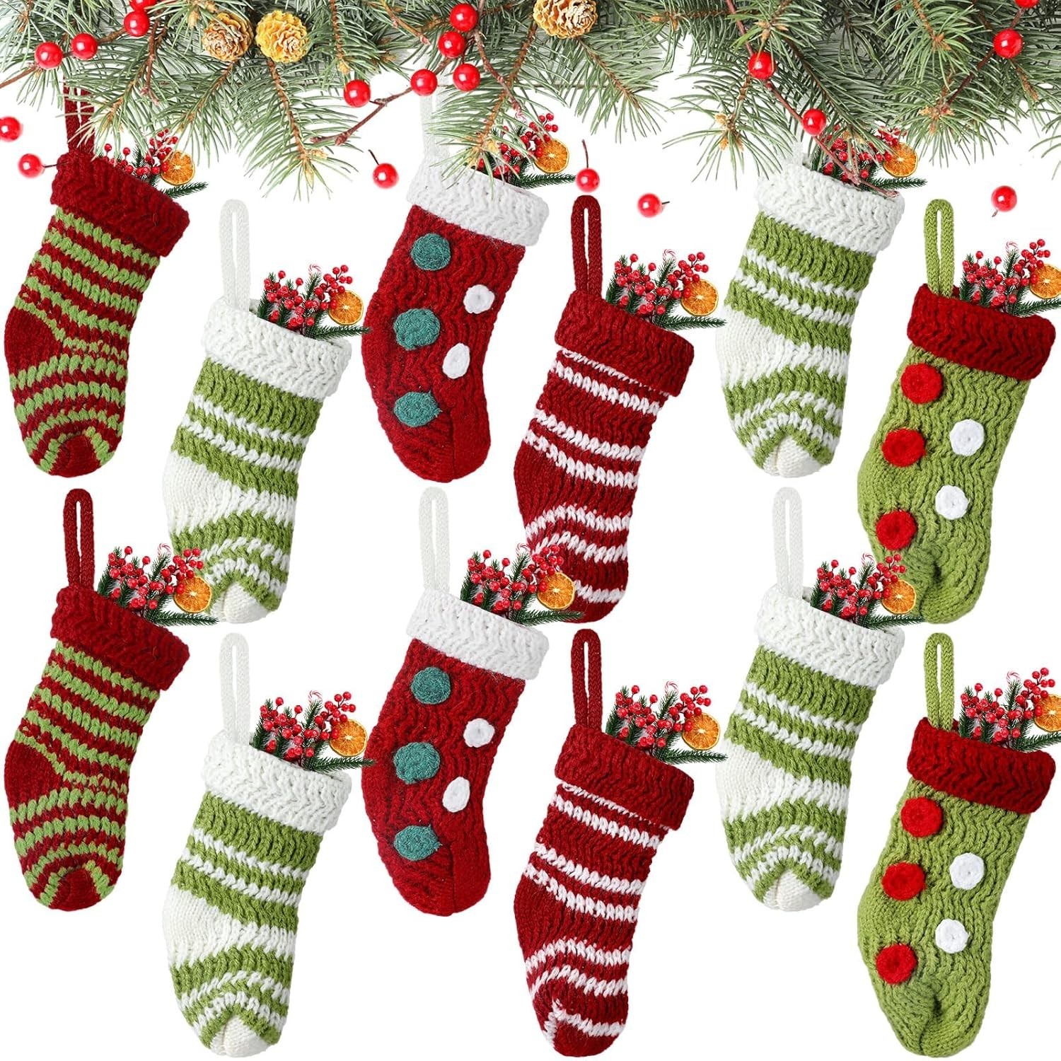 Jiuguva 12 Pack 2x5 Inch Christmas Mini Stockings Bulk Knit Christmas Stockin... gallery