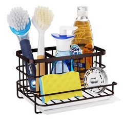 Multifunctional Kitchen Sink Caddy With Removable Drain Tray Quick Draining Rust