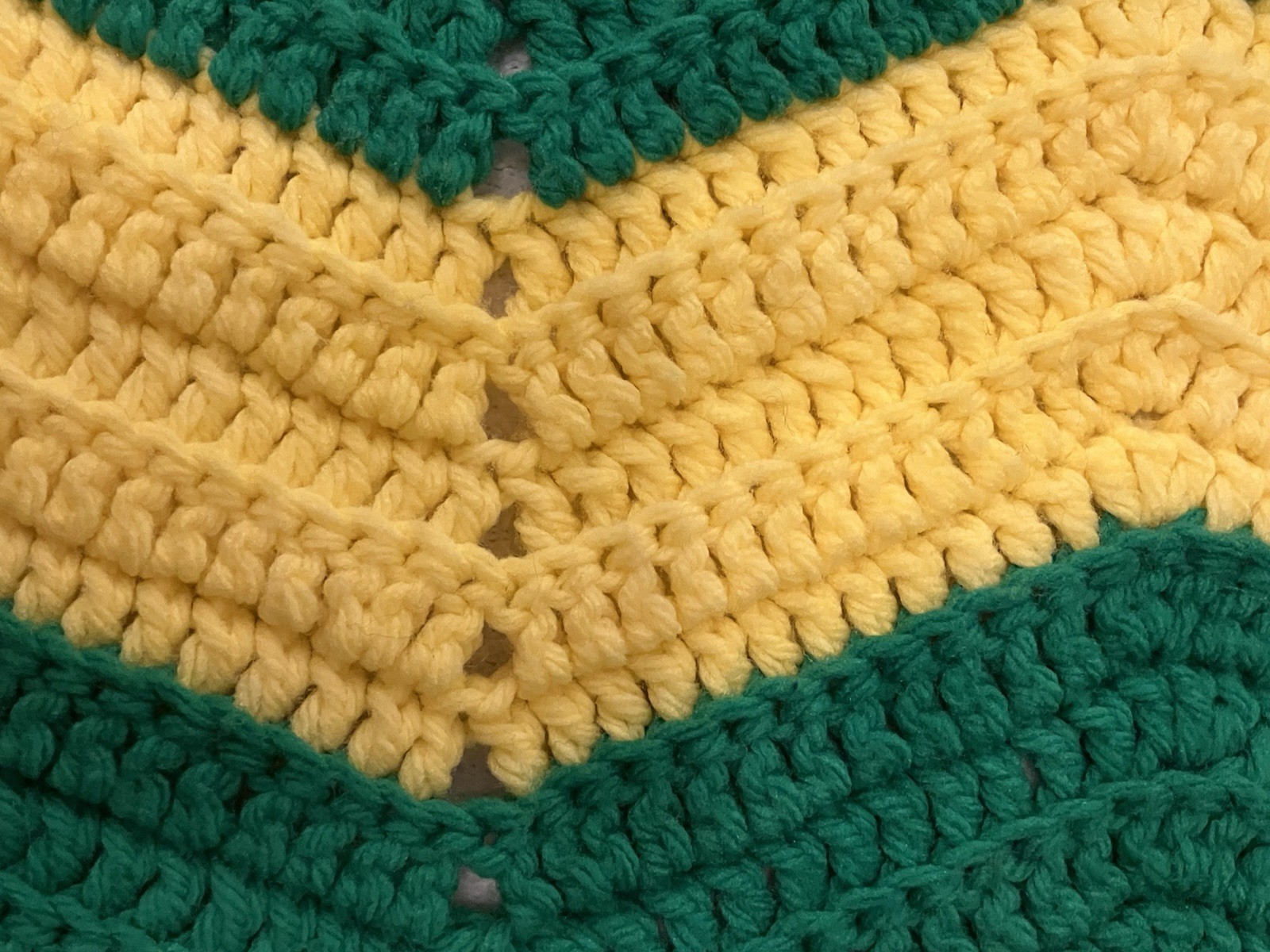 Chevron, John Deere? Green And Yellow Afghan Crochet Blanket Age Unknown gallery