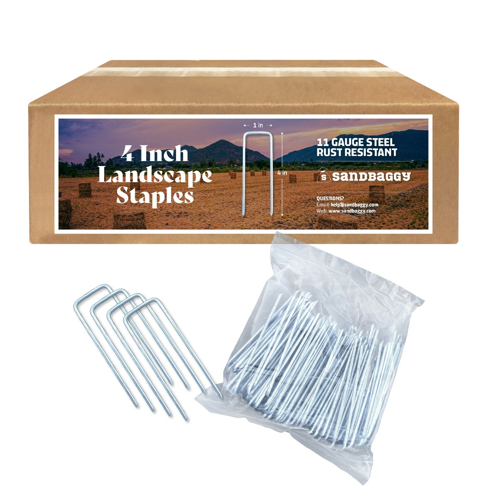 Sandbaggy 4 Inch Landscape Staples - SOD Garden Stakes - FOR Hard & Rocky Soil gallery