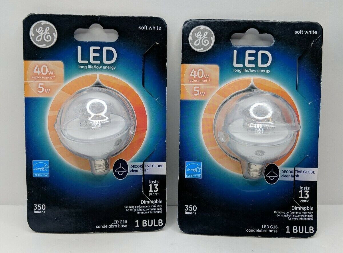 2 Packs- GE Led Bulb Decorative Globe G16 40 watts gallery