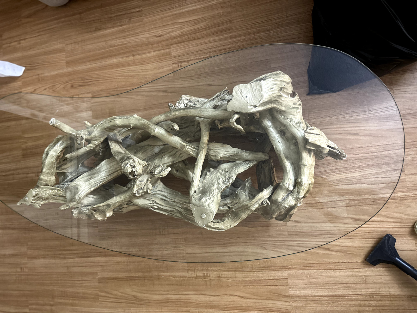 Vintage Mid Century Modern Amorphous/Biomorphic Glass Driftwood Coffee Table gallery