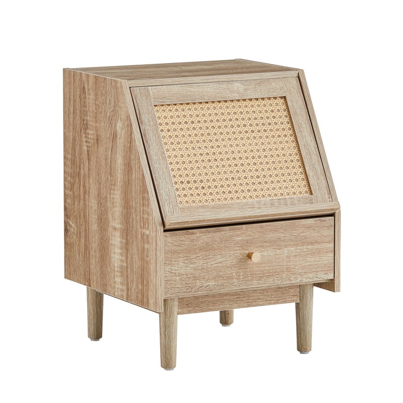 Brown Bedside Table Nightstand with Pull&Push Drawer P2 Grade Engineering Wood gallery