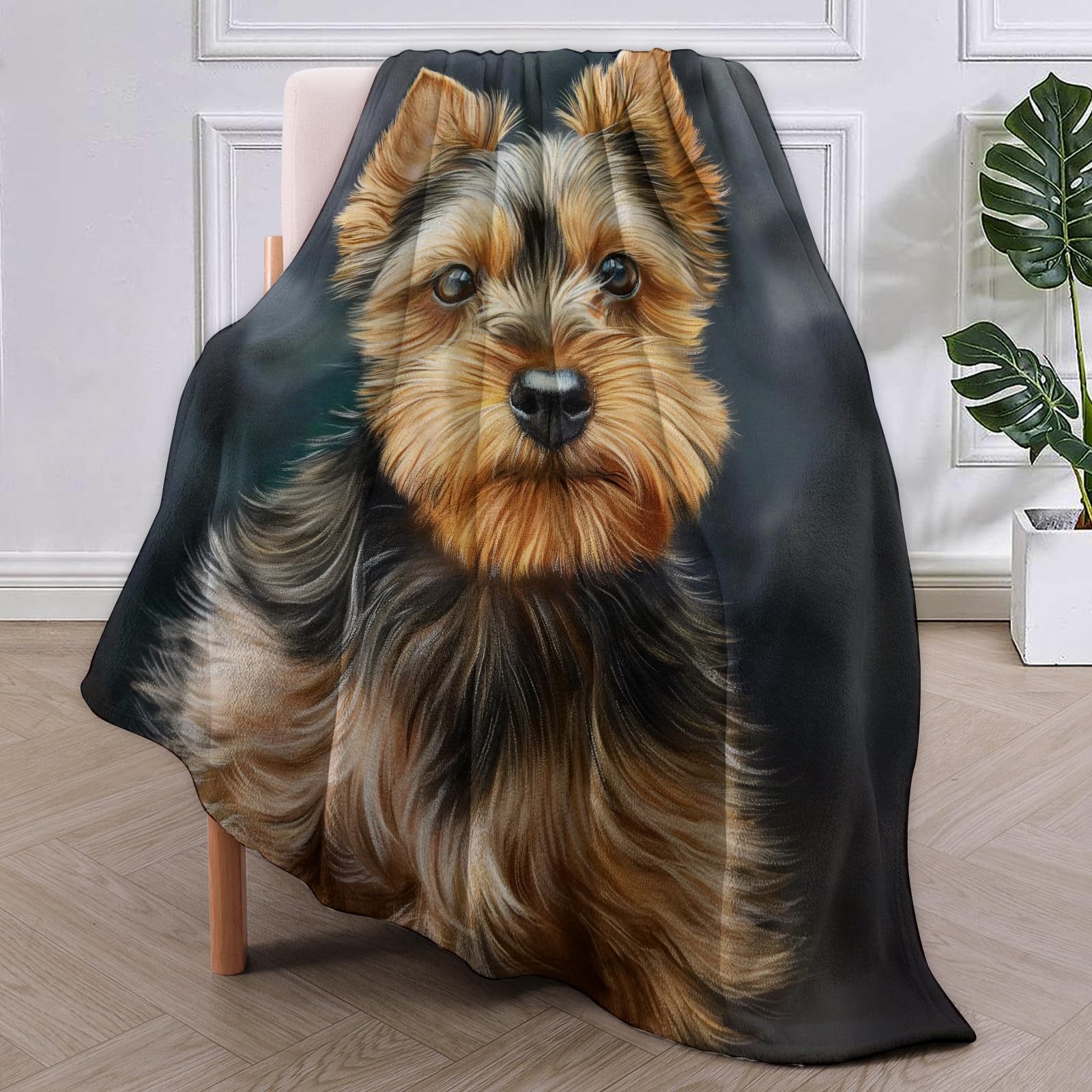 Cute Yorkshire Terrier Dog Blanket Soft Warm Plush Throw Decor 60x50 Inch gallery
