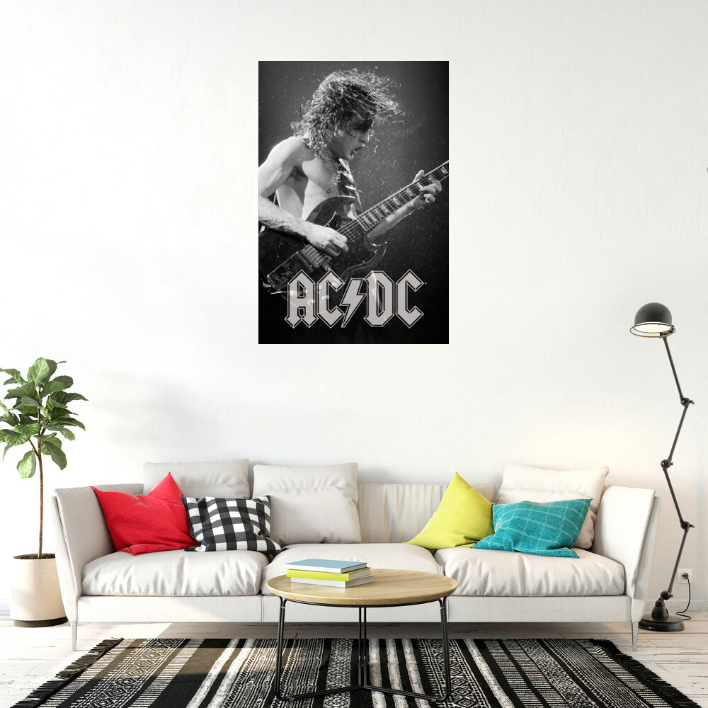 AC/DC - Music Poster (Angus Young - Live On Stage - B&W) (Size: 24" x 36") gallery