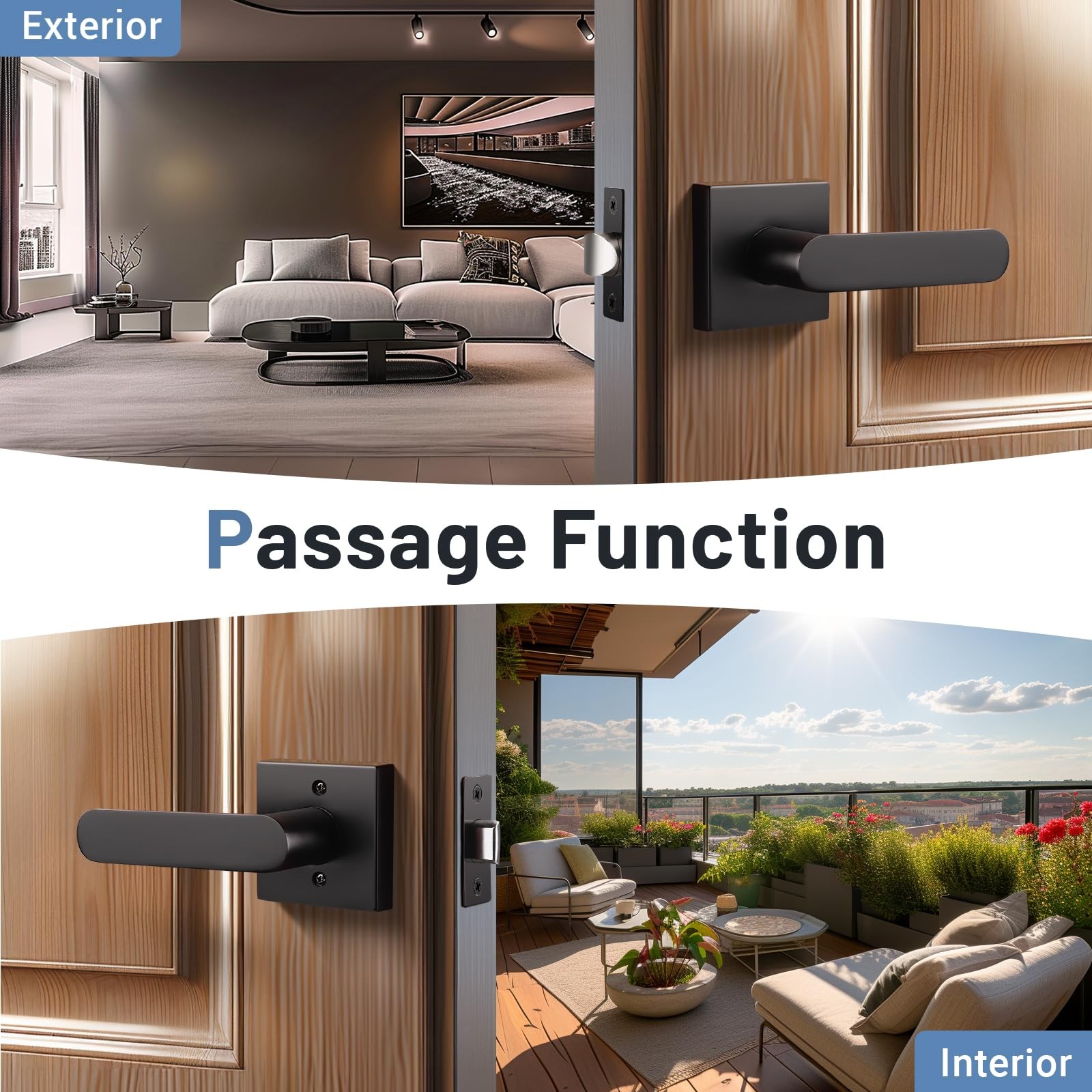 Knobwell 2 Pack Matte Black Door Handles Interior Passage Door Levers Heavy gallery