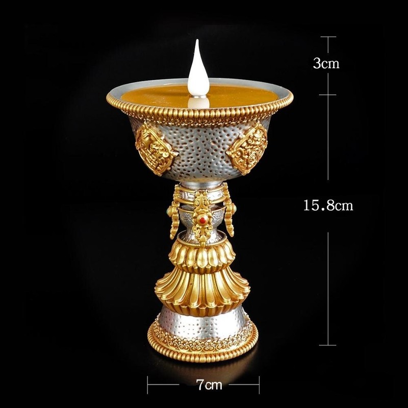 1PC Simulated Electronic Butter Lamp Powered Smokeless Fireless Buddhist Lamp gallery