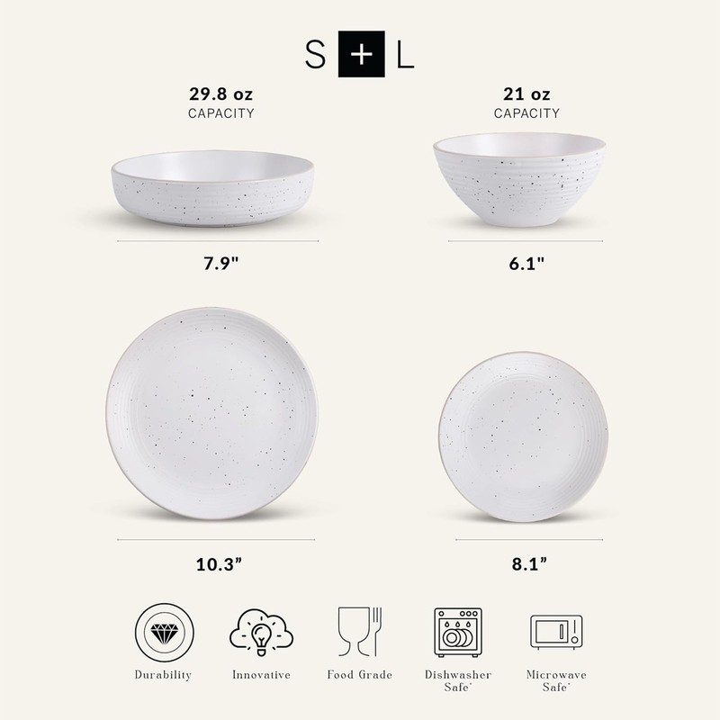 Stone Lain Stoneware 16pc Dinnerware Set, Service for 4, Off White (Open Box) gallery