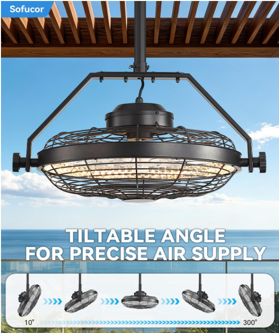 20" Smart Outdoor Ceiling Fan with Light Waterproof Gazebo Patio Remote Control gallery