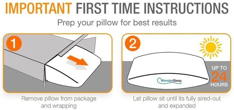 WonderSleep 2 Pack Memory Foam Bed Pillows for Home - Standard size gallery